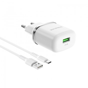Швидка зарядка USB 18Вт QC3.0 кабель Type-C Borofone BA36A