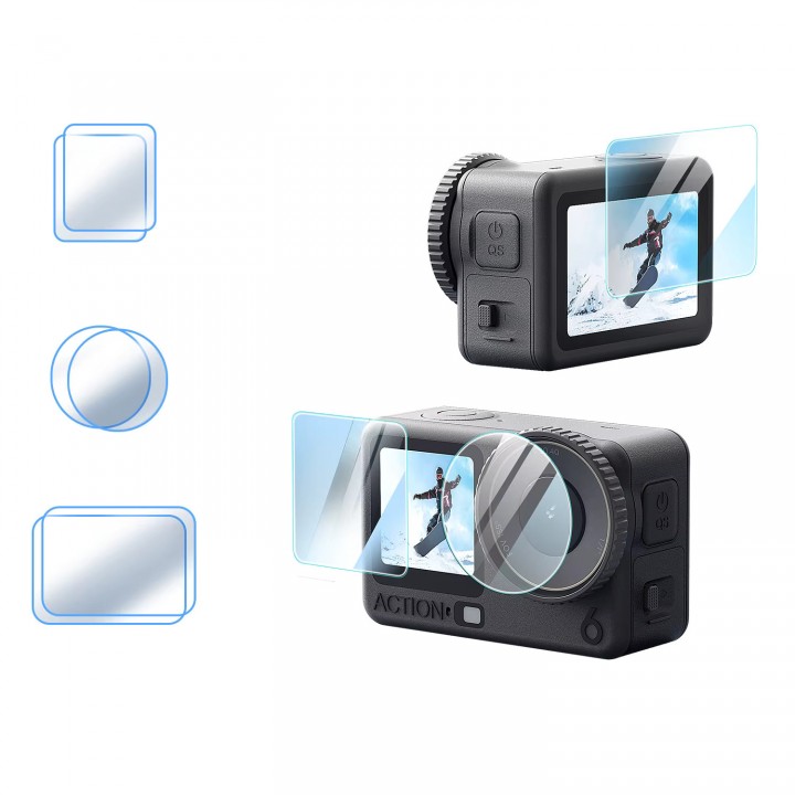 Скло DJI Action 6 захисне загартоване 9H по два на лінзу екрани aMagisn AA36-B