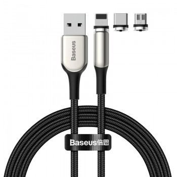 Кабель магнітний Lightning / USB Type-C / microUSB 2А 2м Baseus Zinc TZCAXC-G01