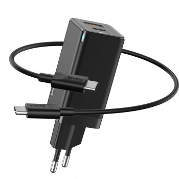 Зарядний пристрій для швидкої зарядки 45Вт USB Type-C чорний Baseus GaN CCGAN-Q01