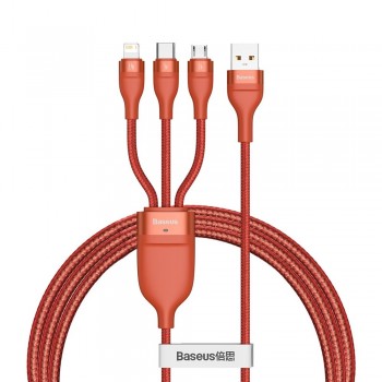 Кабель для телефону Type-C Micro Lightning 1.2м 5А 66Вт 480Мб/с червоний Baseus CA1T3-07