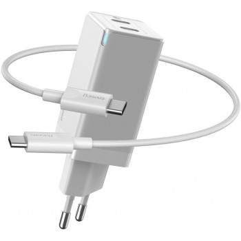 Зарядка двойная Type-C 45Вт 3А с кабелем Baseus CCGAN-M02