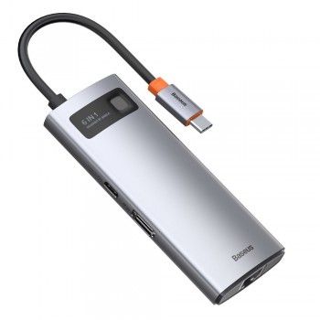 Концентратор хаб USB Type-C 6в1 зарядка 100Вт Baseus Metal Gleam CAHUB-CW0G