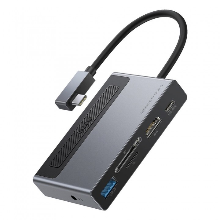 Концентратор хаб USB Type-C 6в1 HDMI 4K картридер зарядка 100Вт Baseus Metal Gleam CAHUB-DA0G