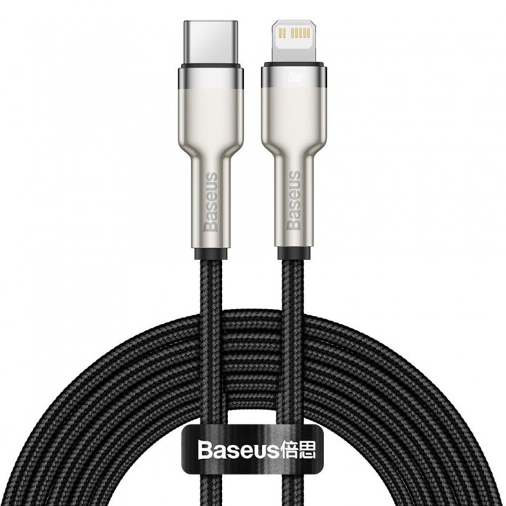 Кабель Type-C Lightning 20Вт 480Мб/с чорний Baseus Cafule CATLJK-B01