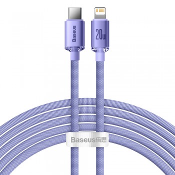 Кабель Type-C Lightning для айфон 20Вт 2м фиолетовый Baseus Crystal Shine CAJY000305