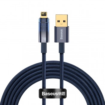 Кабель для айфон с автоотключением Lightning 2.4А 2м синий Baseus Explorer Series CATS000503