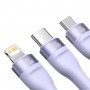 Кабель Type-C Micro Lightning 100Вт 1.5м фіолетовий Baseus Flash Series II CASS030205