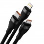 Кабель USB Type-C Micro Lightning 100Вт 1.2м черный Baseus Flash Series II CASS030101