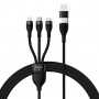 Кабель USB Type-C Micro Lightning 100Вт 1.2м черный Baseus Flash Series II CASS030101