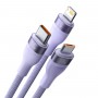Кабель USB Type-C Micro Lightning 100Вт 1.2м фиолетовый Baseus Flash Series II CASS030005