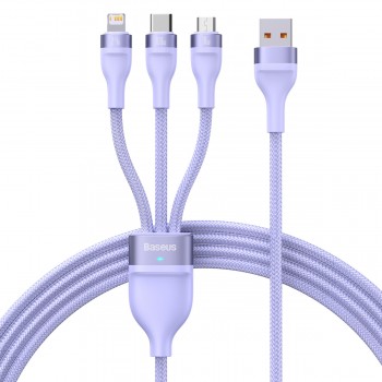Кабель USB Type-C Micro Lightning 100Вт 1.2м фиолетовый Baseus Flash Series II CASS030005