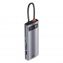Концентратор хаб USB Type-C 9в1 VGA HDMI картридер зарядка 100Вт Baseus Metal Gleam CAHUB-CU0G