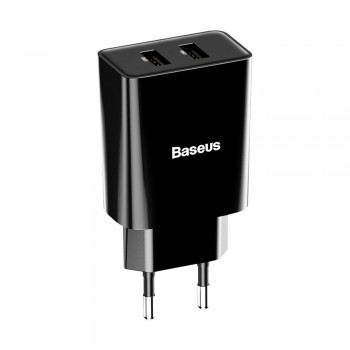 Зарядка 2x USB 10.5Вт 2.1А чорна Baseus CCFS-R01
