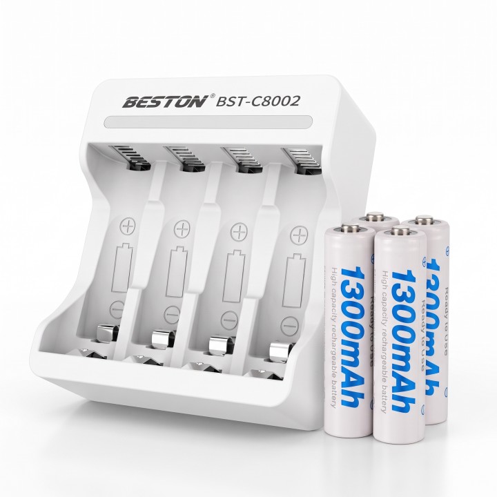 Набір акумуляторів та зарядка Beston C8002 Kit (AAA 4 шт, 1300 mAh)