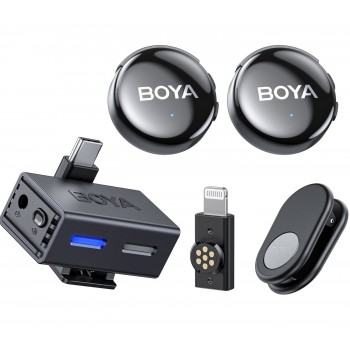 Микрофон двойной беспроводной с ИИ для телефона/камеры Type-C Lightning Boya BOYALINK 3-03