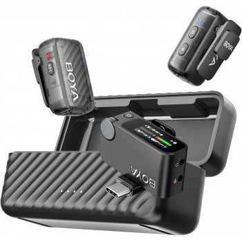 Микрофон двойной беспроводной / рекордер с ИИ шумоподавлением для телефона камеры Type-C BOYAMIC 2-01