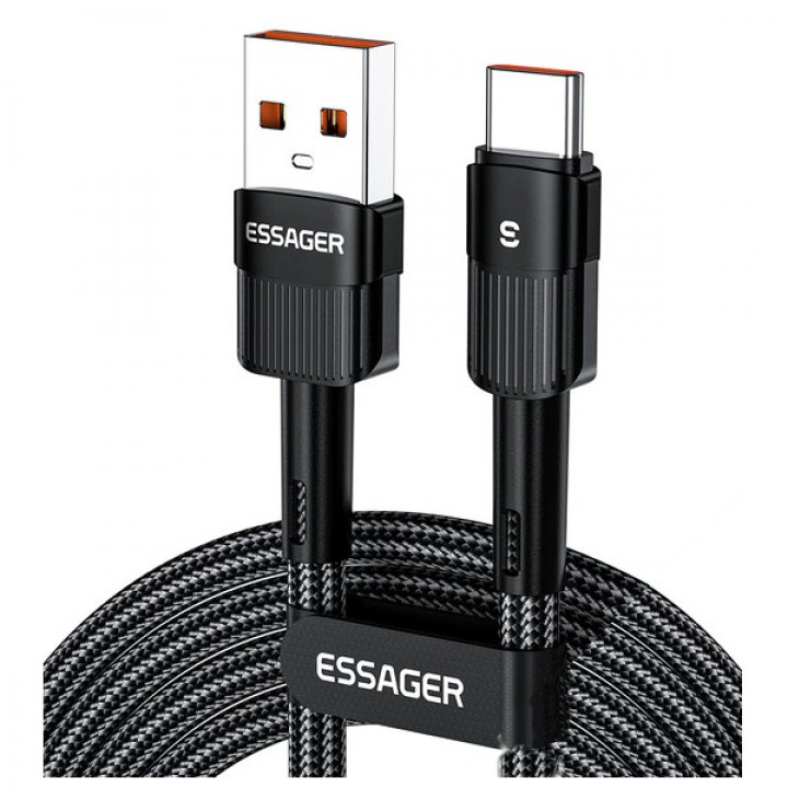 Кабель USB Type-C 80Вт 7А швидка зарядка 2м чорний ESSAGER EXCT-XCA01