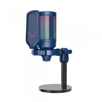 Микрофон конденсаторный игровой с поп-фильтром голубой Fifine A6B RGB Ampligame