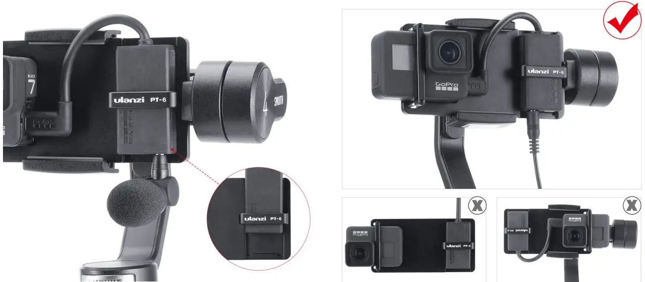 фото установки переходника для экшн-камеры для стабилизатора Ulanzi PT-6