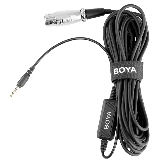 фото комплектації мікрофонного кабелю XLR 3.5мм BOYA BY-BCA6