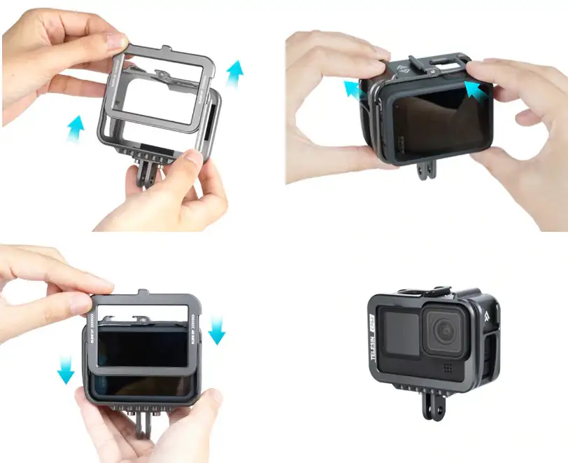 фото установки GoPro 9 в рамку Telesin GP-FMS-901
