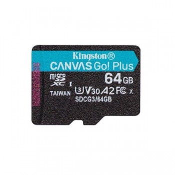 Карта памяти 64 ГБ U3 V30 A2 microSDXC Kingston Canvas Go! Plus SDCG3/64GBSP