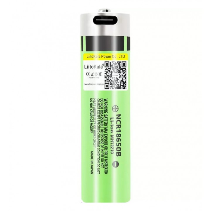 Акумулятор 18650 з Type-C зарядкою Li-ion 3400мАч із захистом LiitoKala Lii-USB-34B