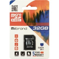 Карта пам'яті 32GB class 10 UHS-I microSDHC + SD Mibrand MICDHU1/32GB-A