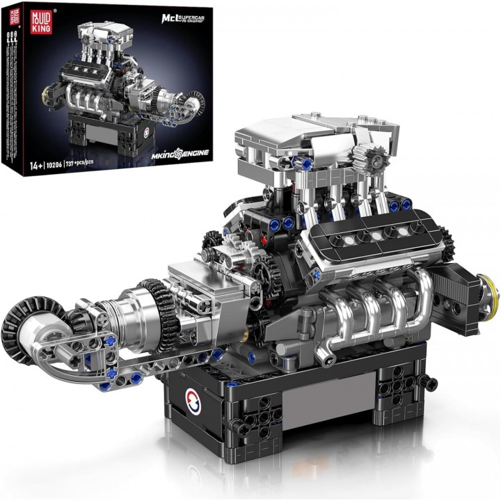 Конструктор двигатель и коробка Supercar McL V8 737 деталей Mould King Mking Engine 10206
