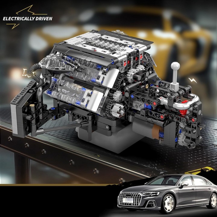 Mould King Mking Engine 10230 W12 Twin Turbo двигатель с коробкой ...