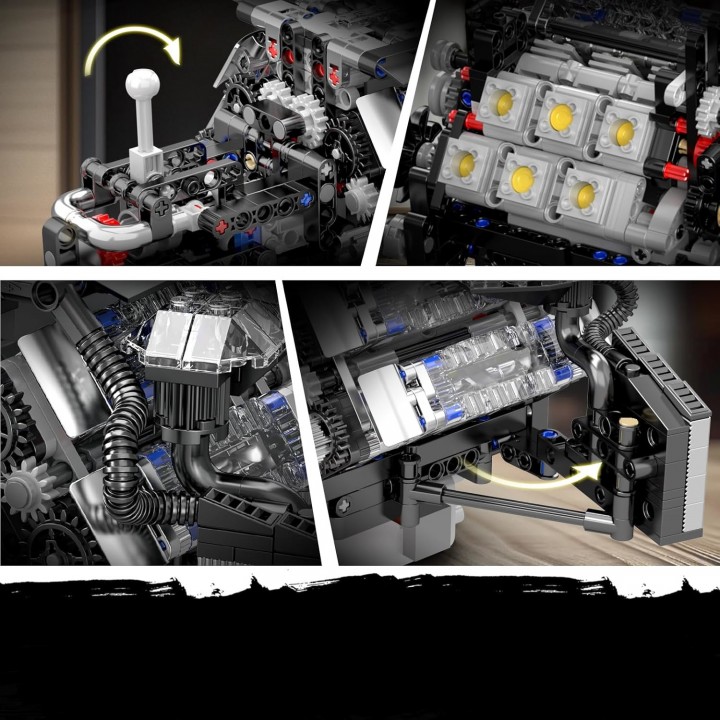Mould King Mking Engine 10230 W12 Twin Turbo двигатель с коробкой ...