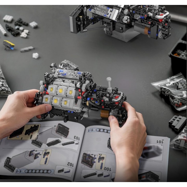 Mould King Mking Engine 10230 W12 Twin Turbo двигатель с коробкой ...