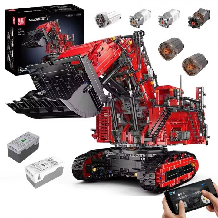 Конструктор карьерный экскаватор Liebherr R 9800 красный 4767 деталей Mould King 17071