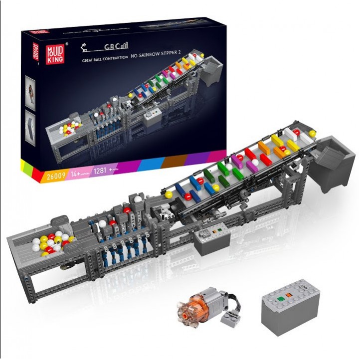 Конструктор лабиринт с шариками GBC Rainbow Stepper II 1281 деталей Mould King 26009