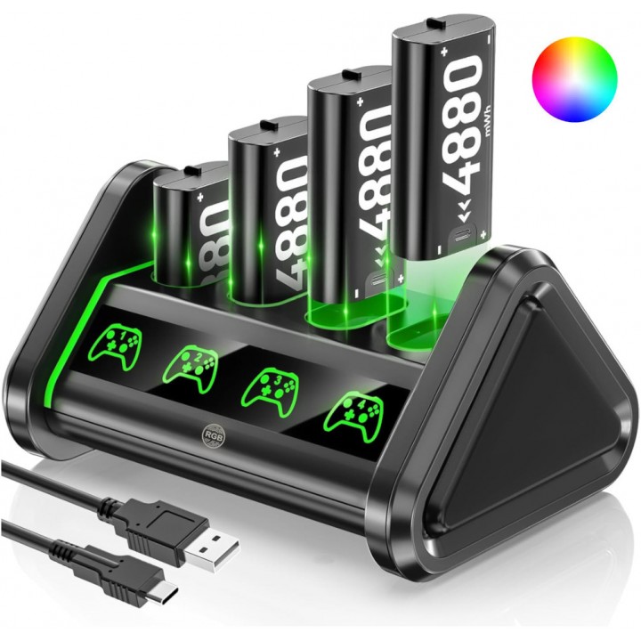 Зарядка и четыре аккумулятора для геймпада Xbox 3840mWh OIVO IV-BX132XS-RGB 