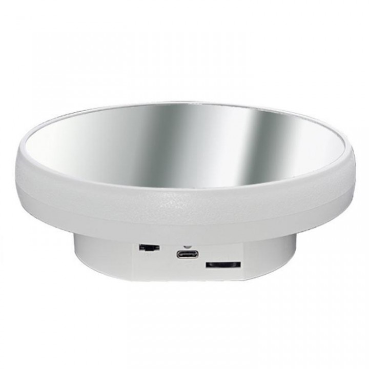 Поворотний стіл для зйомки 16см білий дзеркальний USB/AAA Puluz TBD0606196501