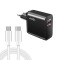 Зарядка 120Вт GaN Type-C  PD 65Вт + USB QC4.0 черная Puluz TE-PD65B