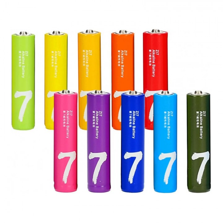 Батарейки AAA 10шт Xiaomi Alkaline Zl7 Rainbow LR03