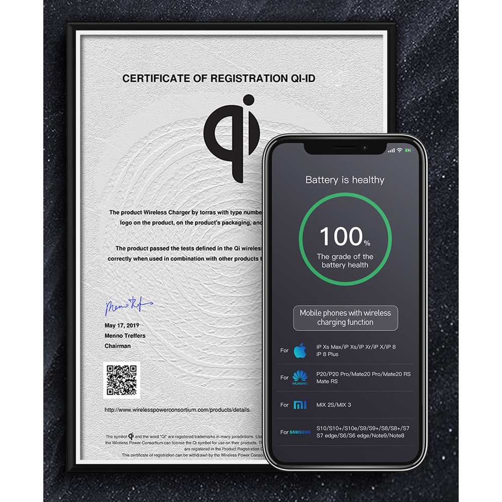 фото сертифікату Qi бездротової зарядки Baseus WXHW03-01