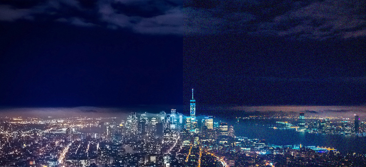 фото порівняння нічної зйомки на екшн-камеру Feiyu Tech Ricca